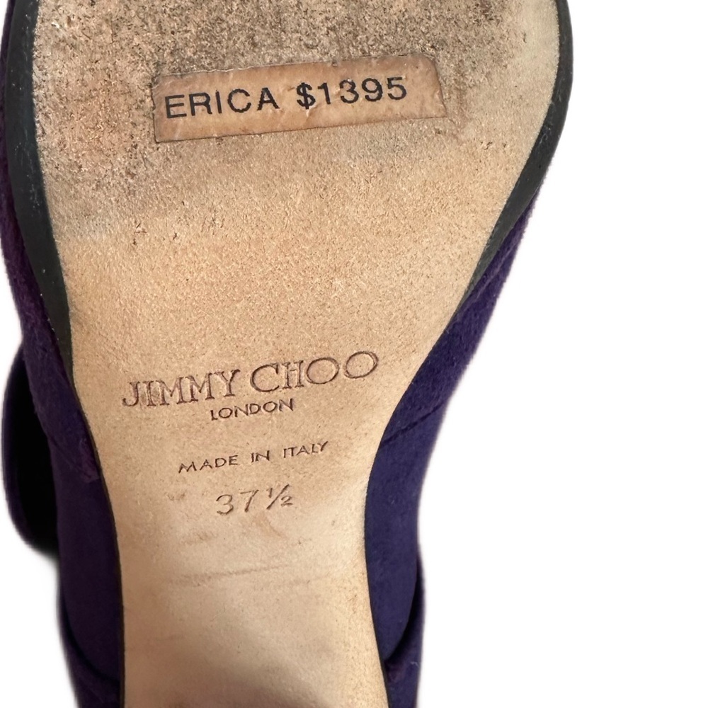 Jimmy Choo Purple Suede Bow Booties Chevron Heel Luxury size 7.5 - Picture 3 of 14